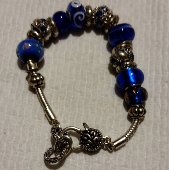 Pandora style spiner Sapphire blue bracelet - Picture 1 of 16
